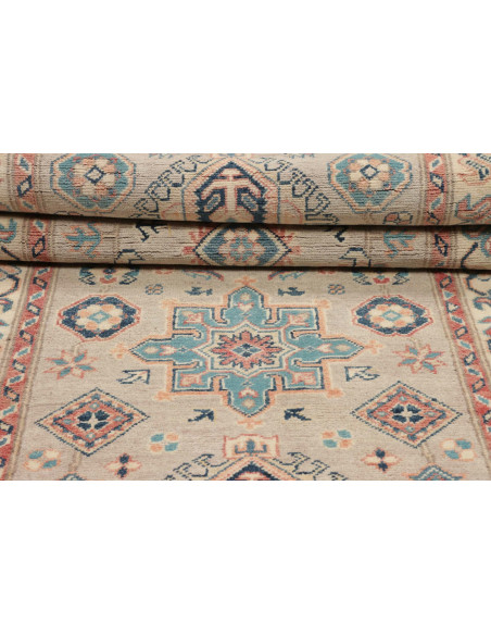 Rug Kazak Afghanistan 83x292 Muted Beige Sky Bl
