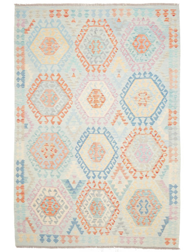 Rug Killim 205x295 Pale Blue Pastel Multicolore