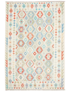 Tappeto Kilim Afghanistan 201x297 Crema Azzurro