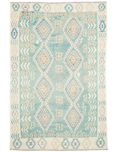 Tappeto Kilim Afghanistan 194x294 Verde Acqua B