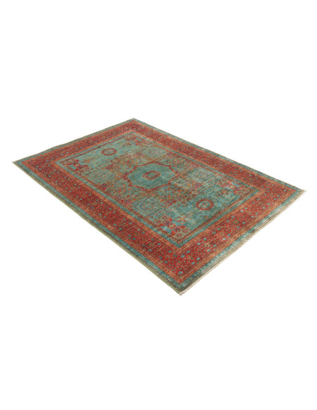 Tappeto Mamlouk Pakistan 124x182 Turchese Rosso