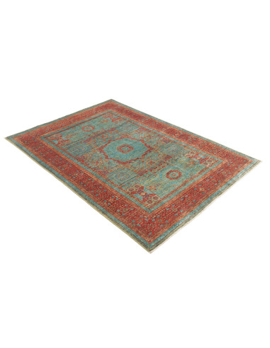 Tappeto Mamlouk Pakistan 126x182 Turchese Rosso