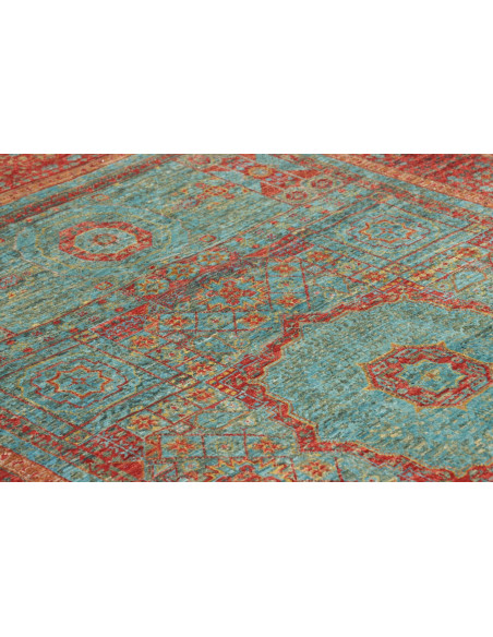 Tappeto Mamlouk Pakistan 126x182 Turchese Rosso
