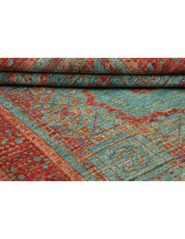 Tappeto Mamlouk Pakistan 126x182 Turchese Rosso
