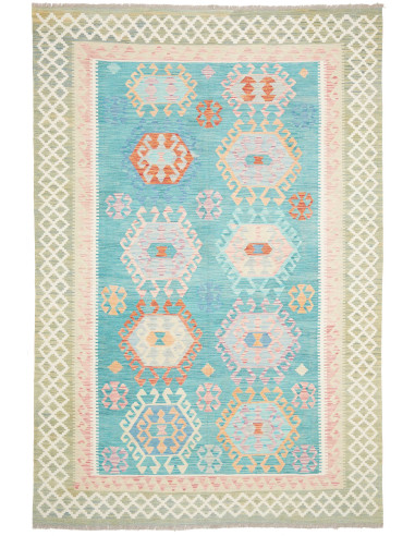 Tappeto Kilim Afghanistan 203x297 Turchese Cora