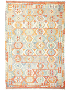 Tappeto Kilim Afghanistan bianco arancione 204x298
