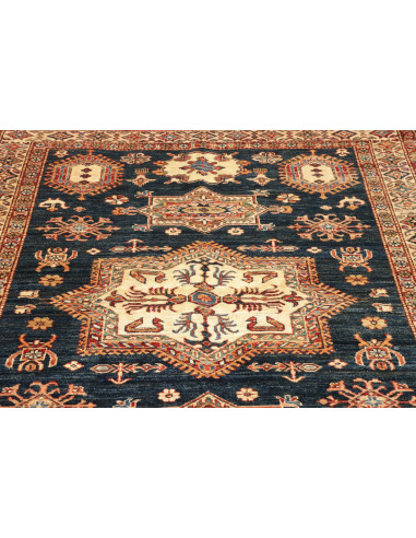 Tappeto Kazak Fine Pakistan 146x207 Blu Profond
