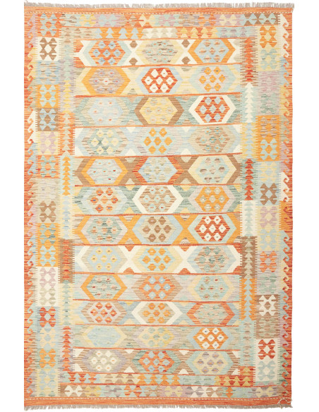 Rug Kilim Afghanistan yellow brown 197x293