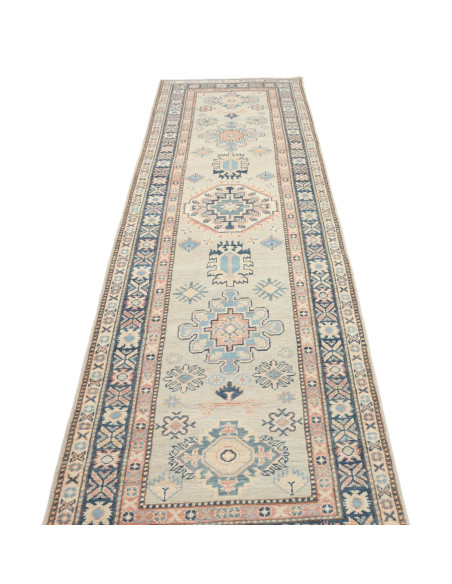 Rug Kazak Afghanistan 90x312 Beige Blue