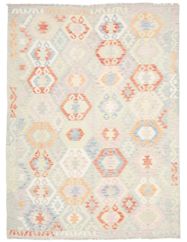 Tappeto Kilim Afghanistan 185x248 Avorio Grigio