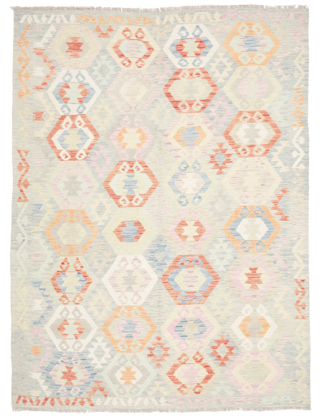 Tappeto Kilim Afghanistan 185x248 Avorio Grigio