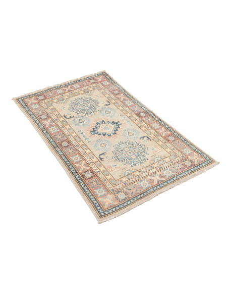 Tappeto Kazak Afghanistan 77x127 Beige Blu