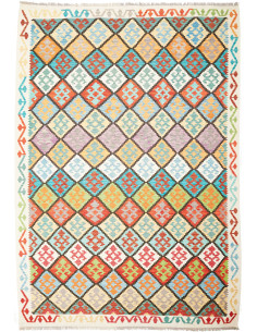 Rug Kilim Afghanistan white green 207x298