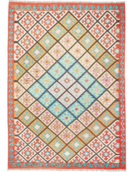 Tappeto Kilim Afghanistan bianco verde 208x293
