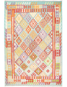 Tappeto Kilim Afghanistan bianco rosso 205x297