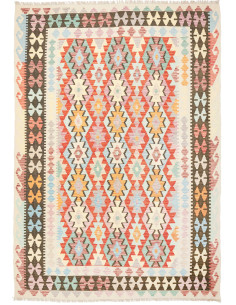 Tappeto Kilim Afghanistan bianco arancione 203x293
