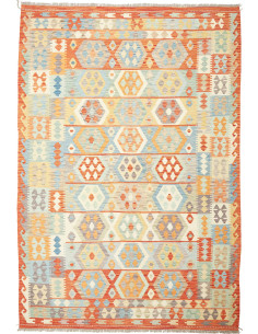 Tappeto Kilim Afghanistan bianco giallo 203x294
