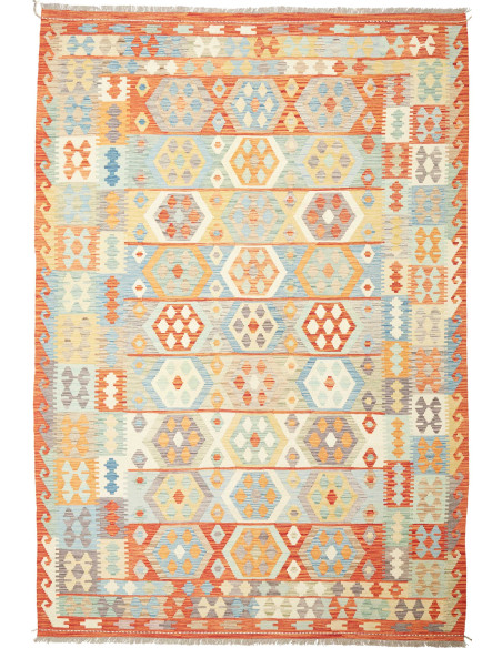 Rug Kilim Afghanistan white yellow 203x294