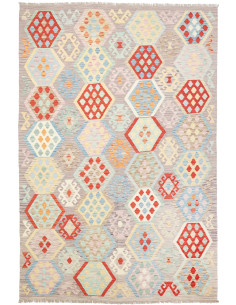 Rug Kilim Afghanistan white red 204x304