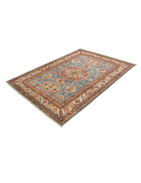 Tappeto Kazak Fine Pakistan azzurro arancione 153x208