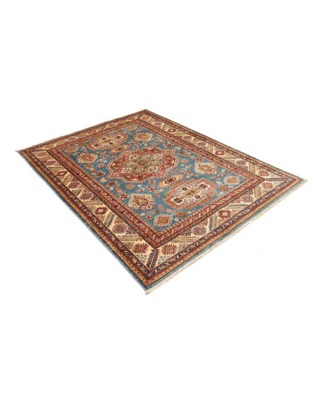 Tappeto Kazak Fine Pakistan azzurro arancione 153x208