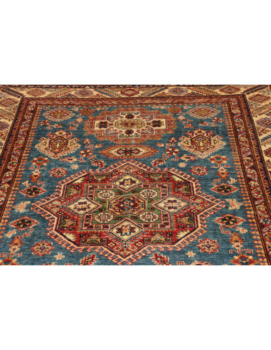 Tappeto Kazak Fine Pakistan azzurro arancione 153x208