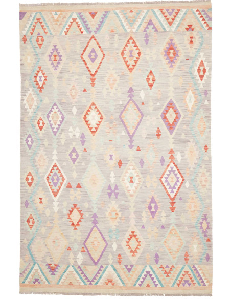Rug Kilim Afghanistan 200x304 Muted Grey Pastel