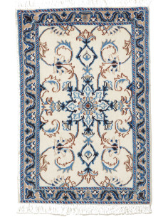 Tappeto Nain Kashmar Persia bianco blu 60x90