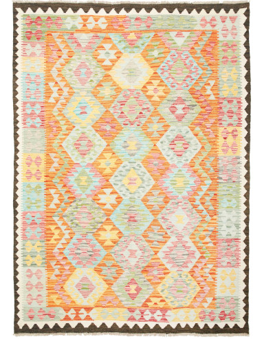 Rug Kilim Afghanistan yellow white 176x248