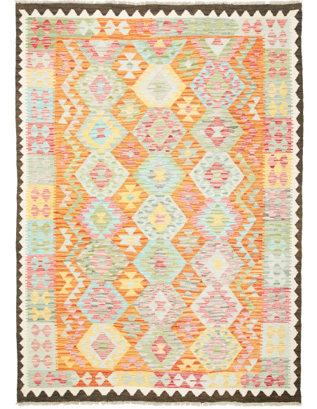 Rug Kilim Afghanistan yellow white 176x248