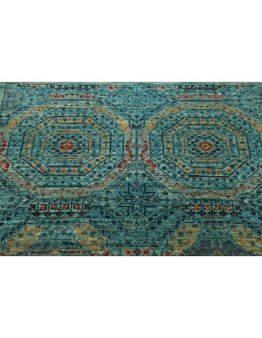 Rug Mamlouk Pakistan 77x217 Turquoise Rust Gold