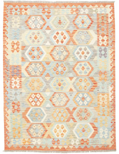 Tappeto Kilim Afghanistan bianco rosso 153x201