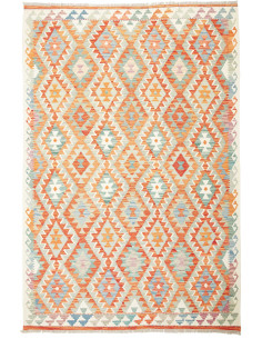 Tappeto Kilim Afghanistan bianco arancione 170x252