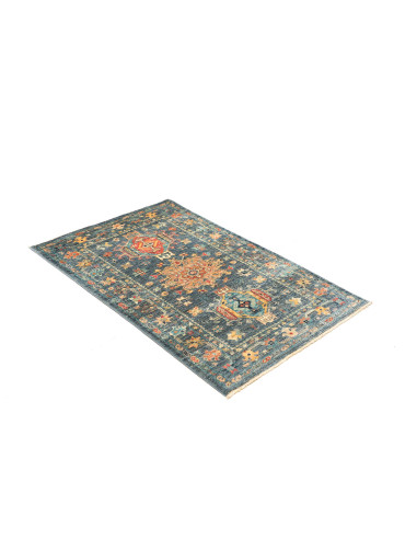 Rug Tribal Pakistan 79x124 Petrol Blue Rust Ora