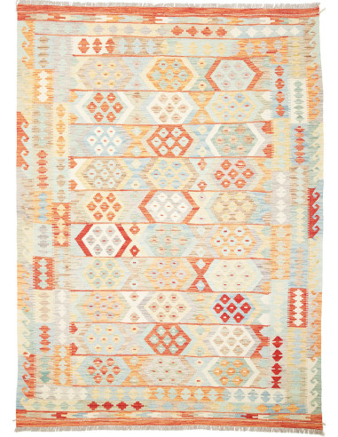 Rug Kilim Afghanistan white red 173x240
