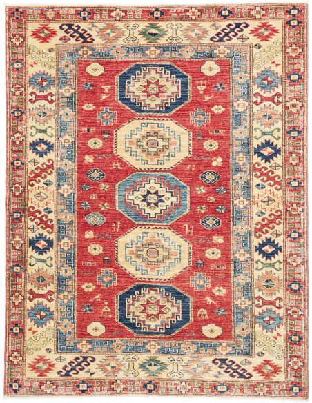 Tappeto Kazak Fine Pakistan 148x191 Rosso Crema