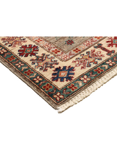 Rug Kazak Fine Pakistan 82x257 Sage Green Red