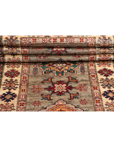 Rug Kazak Fine Pakistan 82x257 Sage Green Red