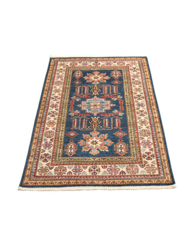 Rug Kazak Fine Pakistan 103x148 Dark Blue Cream