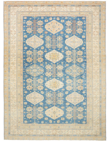 Tappeto Kazak Fine Pakistan 308x424 Blu Crema