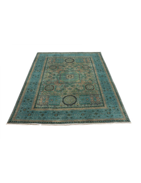 Rug Mamlouk Pakistan 143x201 Turquoise Gold Bei
