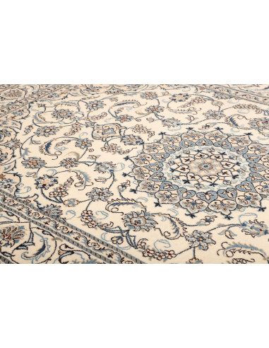 Tappeto Nain Kashmar Persia bianco azzurro 200x300
