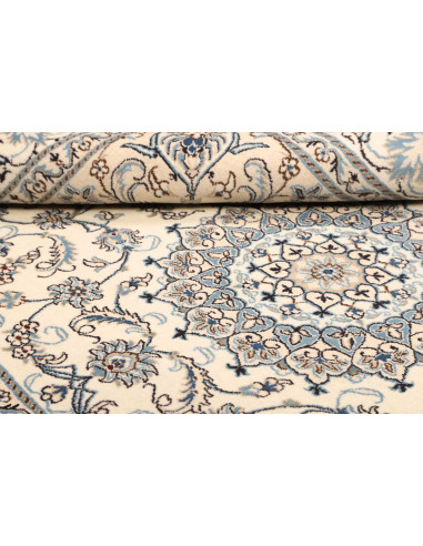 Tappeto Nain Kashmar Persia bianco azzurro 200x300