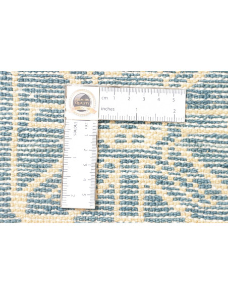 Tappeto Gabbeh Fine persiano blu e oro, in lana cardata a mano. Scopri l'eleganza tribale e la qualità artigianale per la tua ca