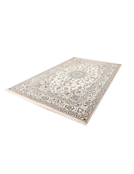 Tappeto Nain Kashmar Persia bianco grigio 197x293