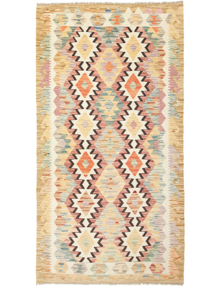 Tappeto Kilim Afghanistan giallo marrone 103x196