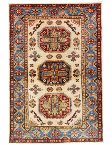 Rug Kazak Fine Pakistan 125x187 Ivory Blue