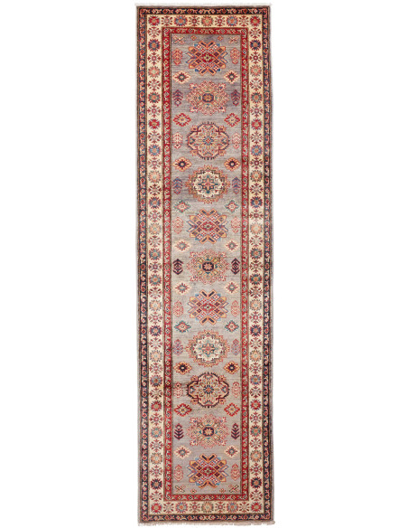 Rug Kazak Fine Pakistan 82x313 Grey-blue Red