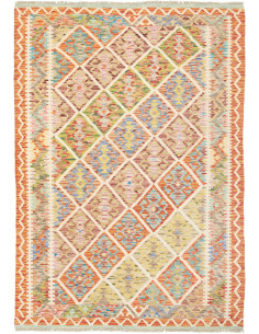 Rug Kilim Afghanistan maroon yellow 130x184