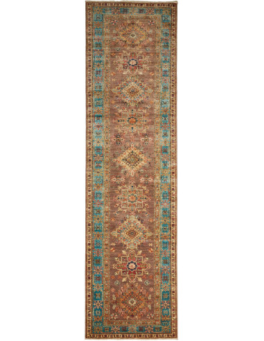 Tappeto Kazak Fine Pakistan 82x298 Marrone Terr